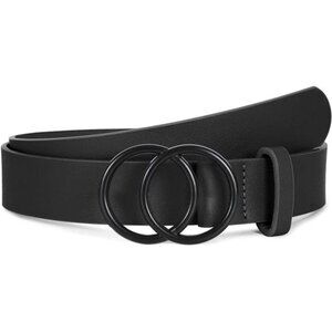 Women Leather Belt C-black/Black Fixed Buckle